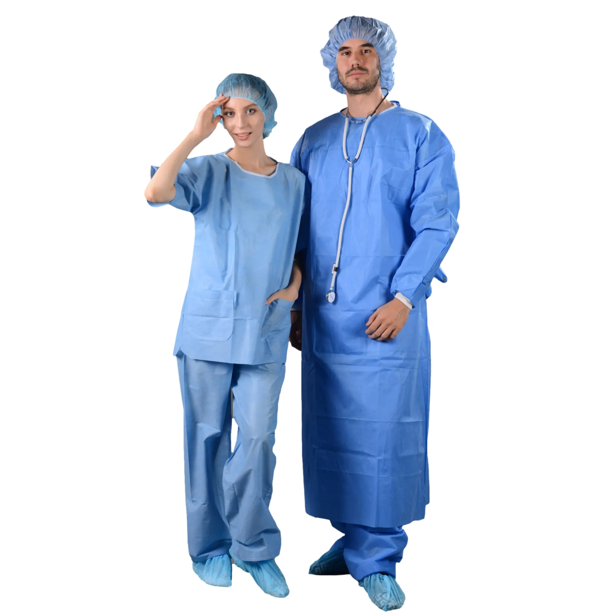 ملابس حماية طبية للكشف عن السرطان SMS ملابس عزل المرضى للاستعمال مرة واحدة بلوزة جراحية معتمدة من ISO غير معقم