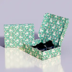 批发定制供应商鞋盒豪华纸板纸包装礼品方带Logo鞋盒