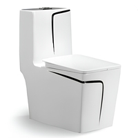 Prix de gros WC monobloc en céramique doré, à chasse directe, avec sangle de fixation carrée, personnalisable en usine