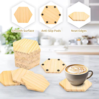 Sous-verres hexagonaux en bois de pin naturel, set de sous-verres hexagonaux en bois de qualité supérieure avec base antidérapante pour boissons