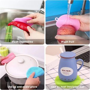 Safe and Dry Fast Silicone Dish Scrubber Silicone Sponge Dish <b>Brush</b> BPA Free Dishwasher Fruits <b>Vegetables</b> Washing and Cleaning - Product Image 6