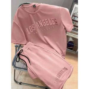 Custom Logo Streetwear Screen DTG Print T-shirt and Shorts <b>Set</b> 2 Piece Cotton Acid Washed Tracksuit Short <b>Sets</b> for Men - Product Image 6