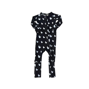 Pyjamas personnalisés pour enfants à imprimé fantôme, tenues de couleur noire, boutique de pyjamas pour bébés avec fermeture éclair, vente en gros de vêtements pour enfants - Product Image 2