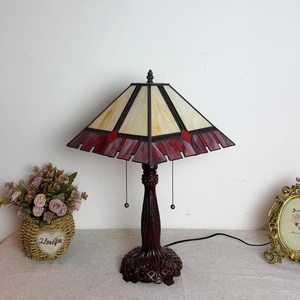 Hand-Crafted Retro Style European Design <b>Table</b> Lamp Antiqued Stained Glass Dome Resin for Living Room Bedroom <b>Coffee</b> <b>Table</b> - Product Image 4