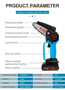 Mini-scie à chaîne électrique 550W, Mini-Motosierra, tronçonneuse industrielle pour la coupe du bois <span class=keywords><strong>MC</strong></span>-07 - Product Image 6