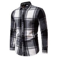 Chemise décontractée à manches longues pour homme, motif écossais épais, col à revers, coupe ample, haute qualité, collection automne-hiver 2026