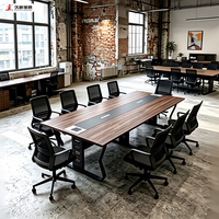 Table de réunion longue JIUSHUN pour bureau, travail d'équipe, luxe, grande taille, personnalisable, en bois et métal