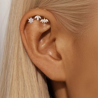 Bijoux de piercing pour oreille, boucles d'oreilles à anneau, labret plat en forme de papillon S925, piercing pour conch, tragus, daith, hélix, cartilage, pour les fêtes