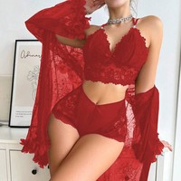 Set Piyama Wanita Musim Panas Berenda Langsung dari Produsen, Koleksi Gaun Tidur Panjang Elegan, Baju Santai & Pakaian Tidur