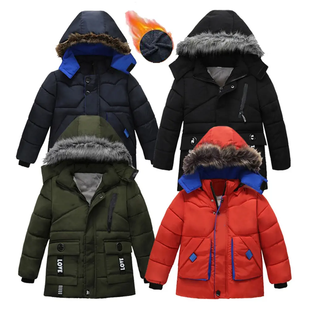 FREE SAMPLE Baby Boys Parkas Outerwear Winter Children Warm Plush Zip Jacket Fashion Kids Thick Hooded Coats