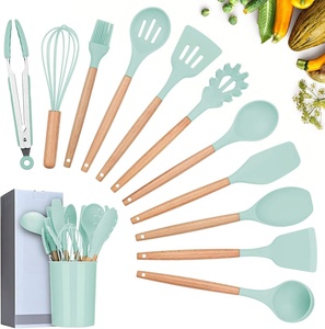 Ensemble d'ustensiles de cuisine en silicone avec poignée en PP, gadgets de cuisine, ensemble d'ustensiles en silicone avec support en PP - Product Image 1