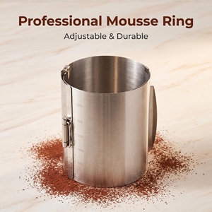<span class=keywords><strong>Cercle</strong></span> <span class=keywords><strong>à</strong></span> <span class=keywords><strong>pâtisserie</strong></span> rond en acier inoxydable pour mousses, gâteaux chiffon, desserts glacés et pâtisseries - Product Image 5