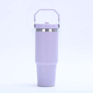 USA Warehouse for Modern Flip Top <b>Straw</b> Tumbler Leak Resistant <b>Stainless</b> <b>Steel</b> <b>Water</b> <b>Bottle</b> Handle Neon Colors Sublimation - Product Image 5