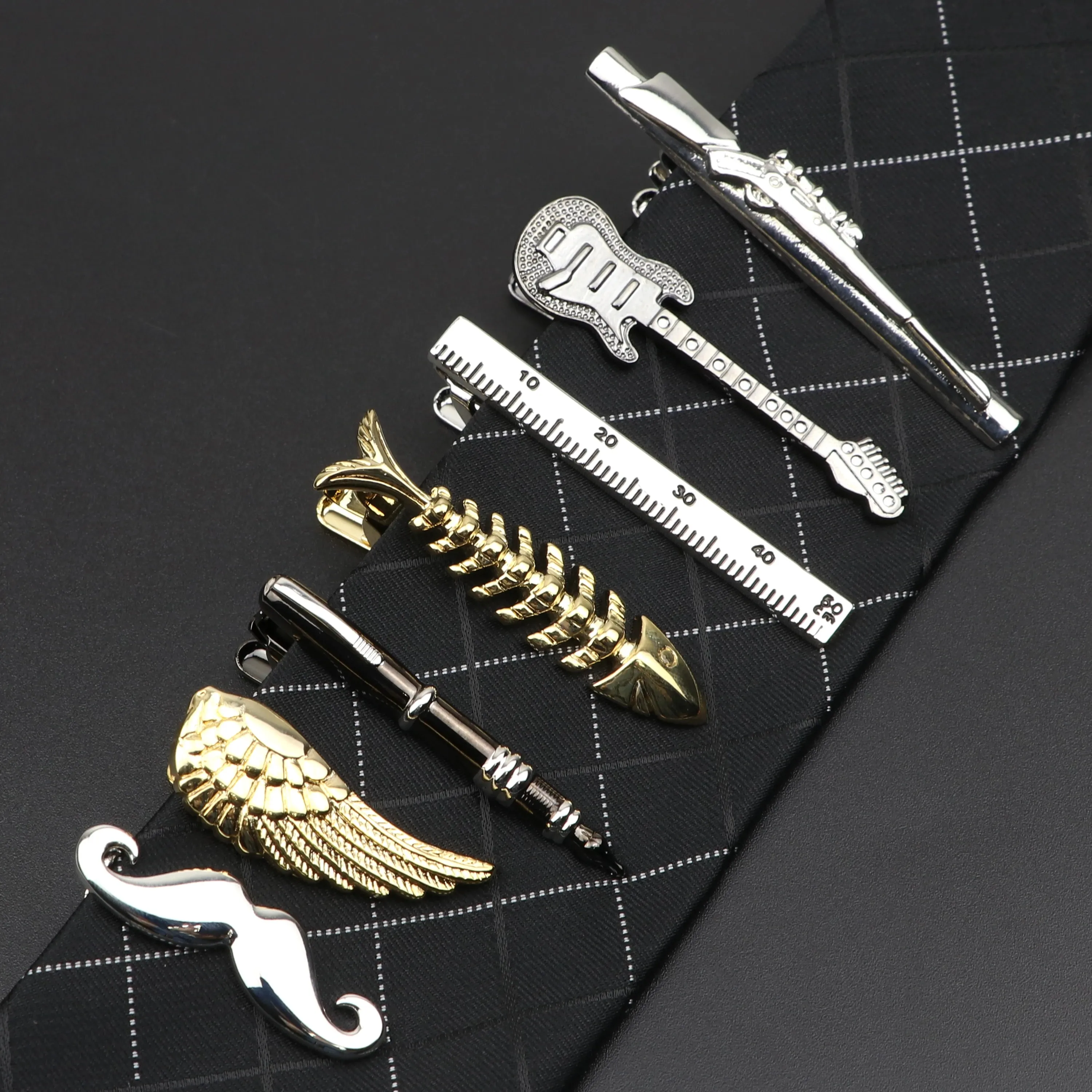 Novelty Gold Stainless Steel Gun Tie Clips For Mens Necktie Clamp Clasp Men Ties Accessories Fashion Gift Brand Jewelry