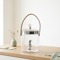 Pichet distributeur d'eau et de boissons froides en plastique PET transparent de qualité alimentaire, avec robinet, pour réfrigérateur, thé glacé, jus, limonade, usage quotidien