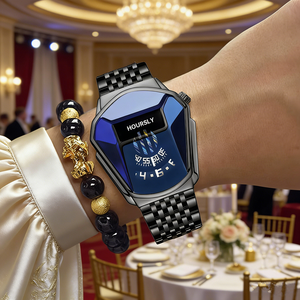 Minimalist Men's <strong>Watch</strong> &amp; Bracelet Kit | <strong>Black</strong> Dial Quartz <strong>Watch</strong> + 2 Stylish Bracelets Gift <strong>Set</strong> for Him - Product Image 3