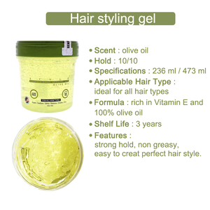 Vente en gros d'huile d'<span class=keywords><strong>olive</strong></span> sous marque privée <span class=keywords><strong>gel</strong></span> coiffant écologique 8 oz pour tous types de cheveux <span class=keywords><strong>gel</strong></span> coiffant - Product Image 4
