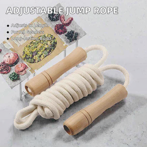 Cuerda de Saltar Ajustable de Algodón Trenzado con Mango de Madera para Entrenamientos Personales y Grupales, Artículo Promocional al por Mayor - Product Image 2