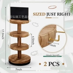 Wooden rotating jewelry display rack, wooden necklace storage rack, <b>desktop</b> multi-purpose jewelry storage rack - Product Image 4