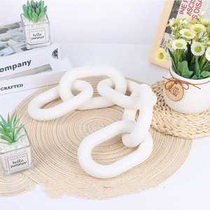 Wooden Five Ring Chain Handmade Solid Wood Geometric Minimalist Home <b>Decoration</b> Bedroom Furnishing Natural Color - Product Image 3