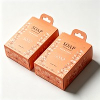 Boîte à savon en papier kraft avec logo personnalisé, emballage suspendu de luxe pour savon artisanal, beurre corporel, vente au détail et emballage cadeau
