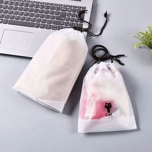 Custom Cheap Cat Pattern Frosted Clear Draw <b>String</b> Storage <b>Bag</b> Peva Waterproof Drawstring <b>Bag</b> - Product Image 3