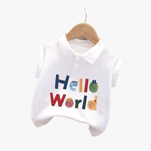 Camiseta Interior de Cuello Polo de Color Sólido para Niños, Camiseta Interior para Niñas, Chaleco de Dibujos Animados 100% Algodón para Niños - Product Image 3