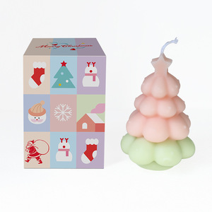 Bougie parfumée en cire de soja Macaron Color Bubble Christmas Tree, bougie décorative de Noël, cadeau de Noël, ornement de table - Product Image 5