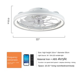 Ventilateur LED à télécommande moderne avec moteur CC, design en cage de fer, 110 V, pour utilisation en salle de bain intérieure - Product Image 2