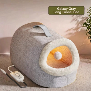 Lit pour chat fermé Pet More, maison pour animaux de compagnie chauffée pour l'hiver, grotte de sommeil confortable pour chaton - Product Image 3