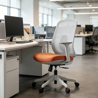 Chaise de bureau ergonomique pliable en maille grise, pivotante, avec siège extensible