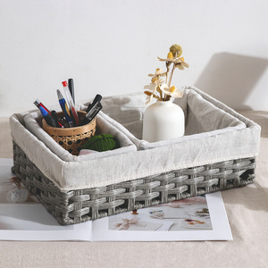 Cestas de Almacenamiento de Plástico Tejidas a Mano, Ecológicas, Personalizadas ODM, para Sala de Estar y <span class=keywords><strong>Baño</strong></span>, Estilo Vintage - Product Image 3