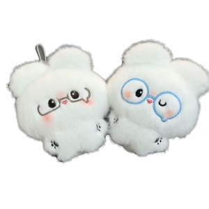 Petit lapin doux et câlin, petit ours, pendentif de poupée en peluche pleurant les yeux fermés, poupée en peluche à poil court, ornement de poupée - Product Image 1