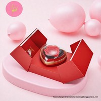 Kotak Perhiasan Bentuk Hati Dua Pintu Desain Bunga Mawar Penutup Magnetik Otomatis Lipat Penyimpanan Jam Tangan Cincin Lapisan Spons