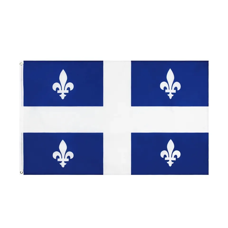 Sunshine Wholesale 100% Polyester 3x5ft Stock Canada Province Canadienne Drapeau du Québec