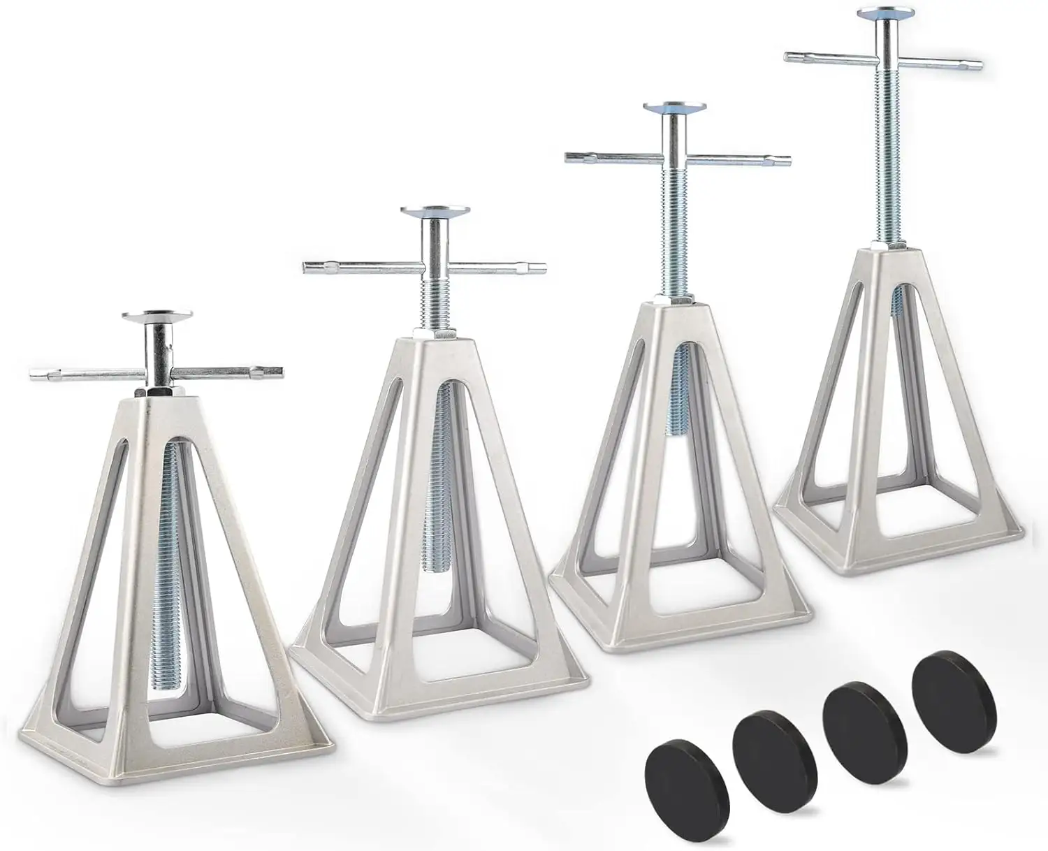 Soporte ajustable de aluminio resistente RV estabilizador Jack stand con tuercas de tornillo adicionales y alfombrillas de goma de cojín