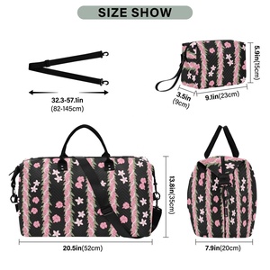 Paquete de 2 Bolsas de Viaje Plegables con Diseño Puakenikeni Rosa, Bolsa Deportiva de Hombro Estilo Hawaiano, con Cierre de Cremallera - Product Image 3