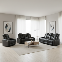 Canapé inclinable électrique moderne avec chargeur sans fil, éclairage LED, revêtement en cuir, ensemble de canapés inclinables pour salon
