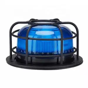 10-36V Mini-Formaat Accessoires Auto Dak Waarschuwingslampje Met Metalen Kooi Bescherming Amber Of Blauw Led Baken Licht