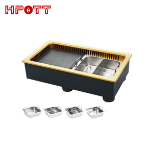 Restaurante Olla caliente <span class=keywords><strong>eléctrica</strong></span> y parrilla de <span class=keywords><strong>barbacoa</strong></span> sin humo con mesa de comedor integrada Olla caliente de metal y parrilla para <span class=keywords><strong>barbacoa</strong></span> Comedor - Product Image 3