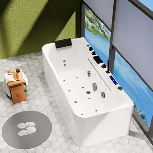 Bak mandi berendam berdiri bebas akrilik, bak mandi Hitam