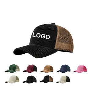 Nueva Gorra Trucker de 5 Paneles de Pana de Alta Calidad, Color Sólido, Malla Lisa, Personalizable, con Cierre a Presión, para Moda, Aire Libre e Invierno - Product Image 6