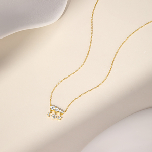 โกลด์ ลักชัวรี สตาร์ มูน 925 เงินสเตอร์ลิง สร้อยคอแฟชั่นมุก ชุบ 18K - Product Image 6