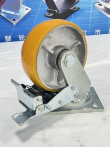 4in Polyurethane 500kg Load Capacity Swivel 2" Wide <strong>Caster</strong> Wheels 10mm Thickened Bracket <strong>Cast</strong> <strong>Iron</strong> PU <strong>Casters</strong> with Grease Nipple - Product Image 5