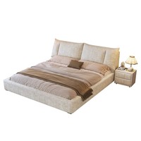 Nouveau lit en tissu rembourré multifonctionnel de style crème avec un design moderne et simple de 1,8 m et 1,5 m