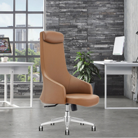 Chaise de direction moderne et professionnelle en cuir avec hauteur réglable, base en acier épais, mécanisme robuste pour les intérieurs d'entreprise