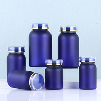 Bouteille en plastique de récipients vides de médicaments de pharmacie d'emballage fait sur commande d'ANIMAL FAMILIER mat bleu avec le chapeau