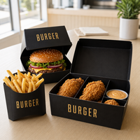 Pochettes personnalisées en papier ondulé biodégradable et écologique pour hamburgers, frites et poulet frit, avec logo sur mesure