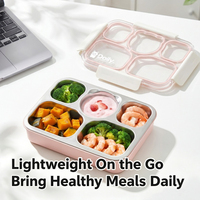 Boîte à lunch scolaire/de bureau grande capacité, sans BPA, en acier inoxydable 304 de qualité alimentaire, mignonne, compatible micro-ondes, multi-compartiments, anti-fuite