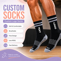 Chaussettes de sport confortables et douces de qualité supérieure, avec bordure rayée, semelle rembourrée, chaussettes de sport unisexes, chaussettes athlétiques mi-mollet personnalisées avec logo